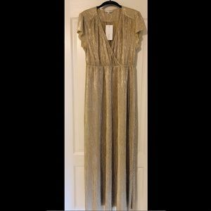 Baltic Born Athena Pleated Maxi Dress in Gold